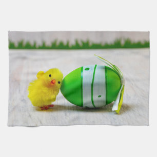 Easter Decoration - Easter egg and chick Geschirrtuch