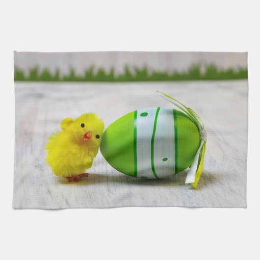 Easter Decoration - Easter egg and chick Geschirrtuch (Horizontal)