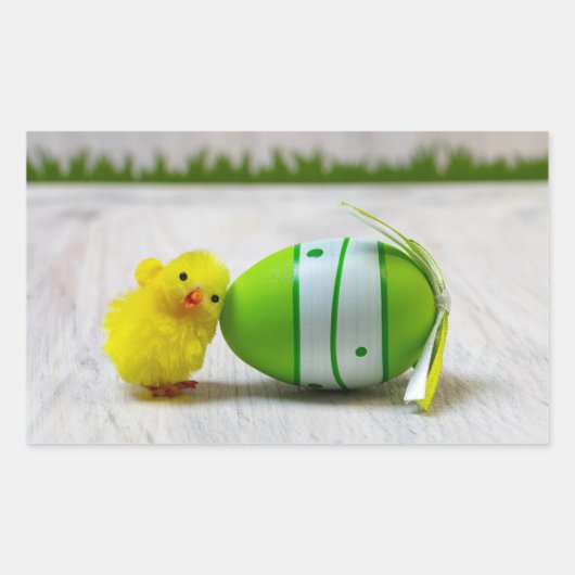 Easter Decoration - Easter egg and chick Rechteckiger Aufkleber (Vorderseite)