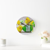 Easter Decoration - Easter egg and chicks Runde Wanduhr (Zuhause)