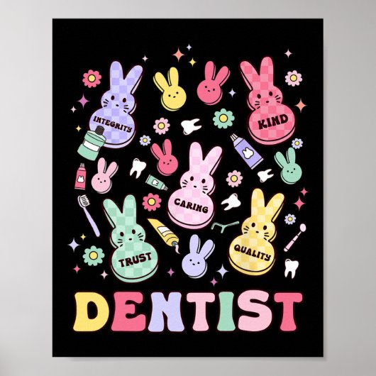 Easter Dentist Retro Rdh Dental Hygienist Squad Bu Poster (Vorne)