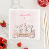 Easter Dinner Napkins - Kawaii Bunnies & Roses Serviette (Beispiel)