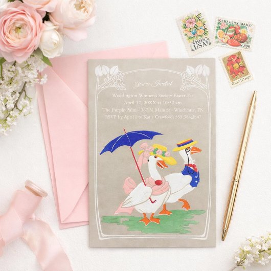 Easter Duck Invitation - Tea Party or Brunch Einladung