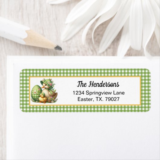 Easter Ducks Easter Egg & Flowers on Green Gingham (Insitu)