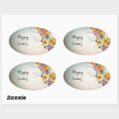 EASTER EGEL MIT GELBEN NARZISSUS-BLUME OVALER AUFKLEBER (Blatt)