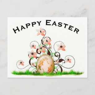 Easter Egg and Flowers Feiertagspostkarte