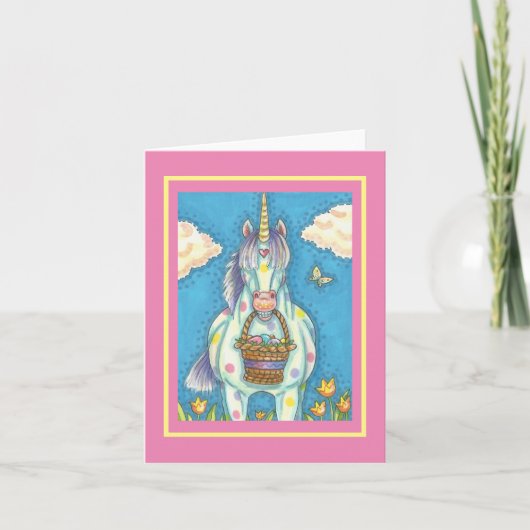 EASTER EGG BASKET UNICORN, FANTASY NOTE CARD Blank (Vorderseite)