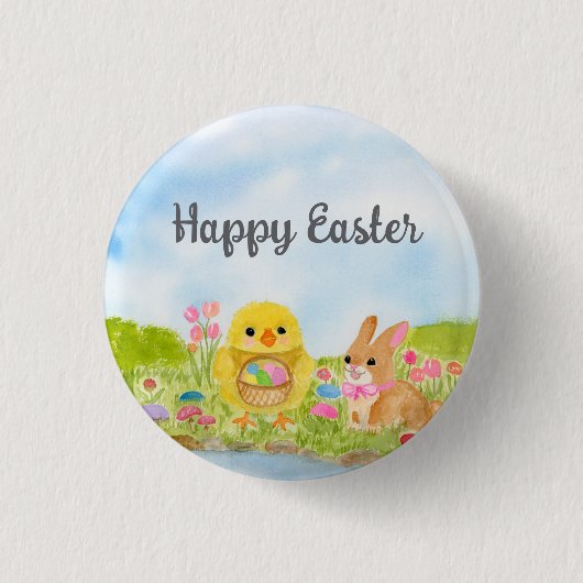  Easter Egg Brunch Chick Easter Bunny Party Button (Vorderseite)