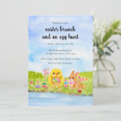  Easter Egg Brunch Chick Easter Bunny Party Einladung (Stehend Vorderseite)