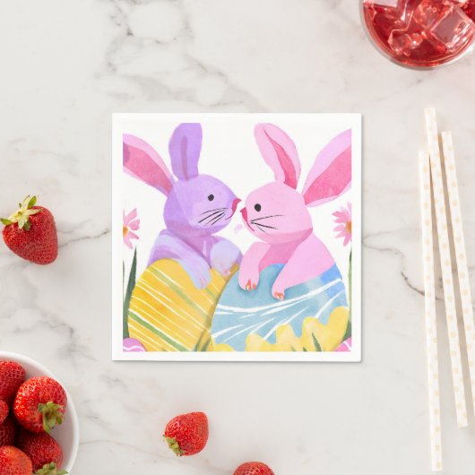 Easter Egg Bunnies | Pastel Watercolor Serviette (Beispiel)