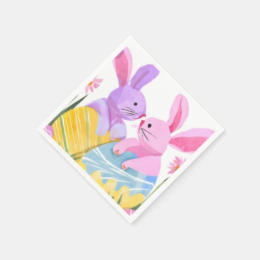 Easter Egg Bunnies | Pastel Watercolor Serviette (Ecke)