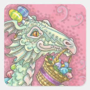 EASTER EGG DRAGON FANTASY STICKERS Sheet Square