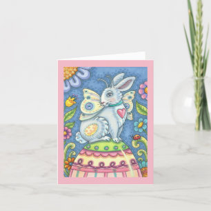 EASTER EGG FAIRY, RABBIT NOTE CARD Blank Feiertagskarte
