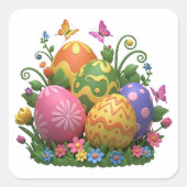 EASTER EGG GARDEN QUADRATISCHER AUFKLEBER (Vorderseite)