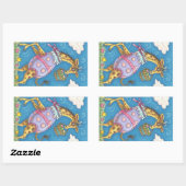 EASTER EGG GIRAFFE & TULIPS, FRÜHSTÜCK Niedlich Rechteckiger Aufkleber (Blatt)