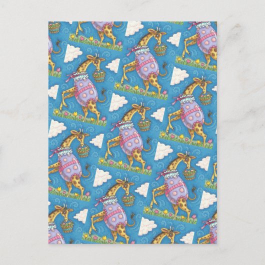 EASTER EGG GIRAFFE & TULIPS, FRÜHSTÜCKSKARTE POSTKARTE (Vorderseite)