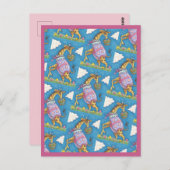 EASTER EGG GIRAFFE & TULIPS, FRÜHSTÜCKSKARTE POSTKARTE (Vorne/Hinten)