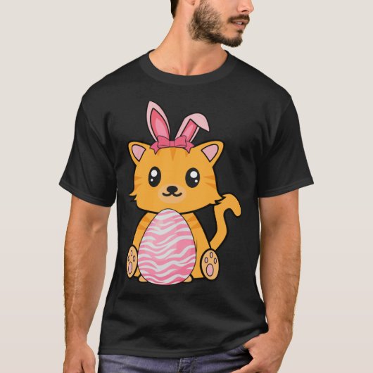 Easter Egg Hunt Bunny Ear Cat Easter Day 2023 T-Shirt (Vorderseite)