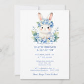 Easter Egg Hunt Cute Bunny Watercolor Hydrangea Einladung (Vorderseite)