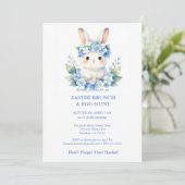 Easter Egg Hunt Cute Bunny Watercolor Hydrangea Einladung (Stehend Vorderseite)