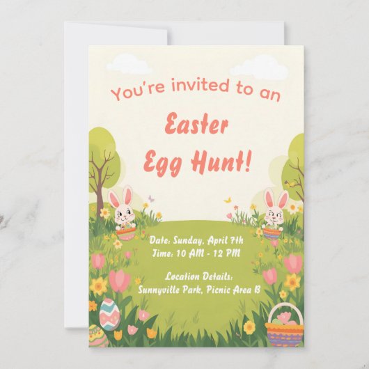 Easter Egg Hunt Invitation – Cute Spring invite Einladung (Vorderseite)