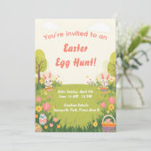Easter Egg Hunt Invitation – Cute Spring invite Einladung (Stehend Vorderseite)