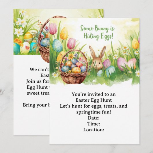 Easter Egg Hunt Invitation – Spring Easter Party Einladung (Vorne/Hinten)