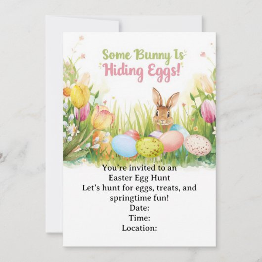 Easter Egg Hunt Invitation – Spring Easter Party Einladung (Vorderseite)