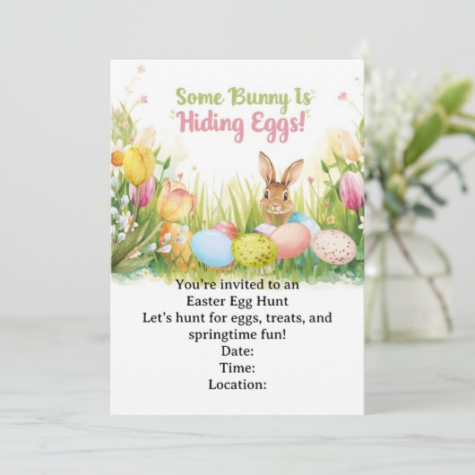 Easter Egg Hunt Invitation – Spring Easter Party Einladung (Stehend Vorderseite)