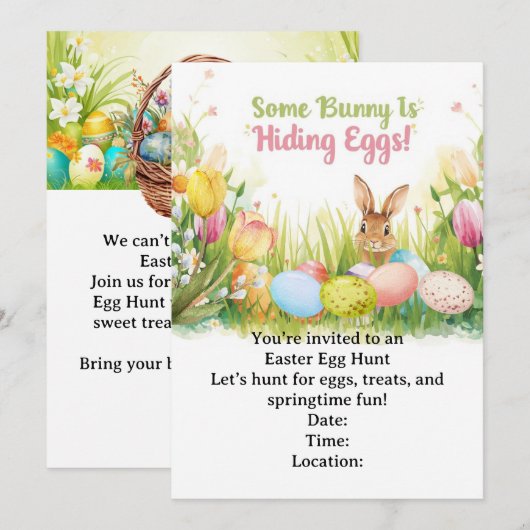 Easter Egg Hunt Invitation – Spring Easter Party Einladung (Vorne/Hinten)