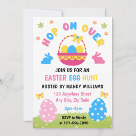 Easter Egg Hunt Kids Pastel Blue Pink Invite Einladung
