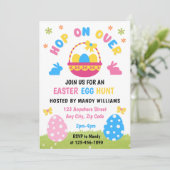 Easter Egg Hunt Kids Pastel Blue Pink Invite Einladung (Stehend Vorderseite)