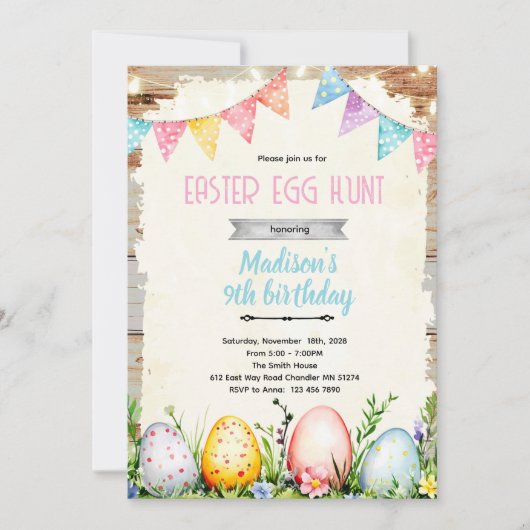 Easter egg Hunt party Invitation Einladung (Vorderseite)