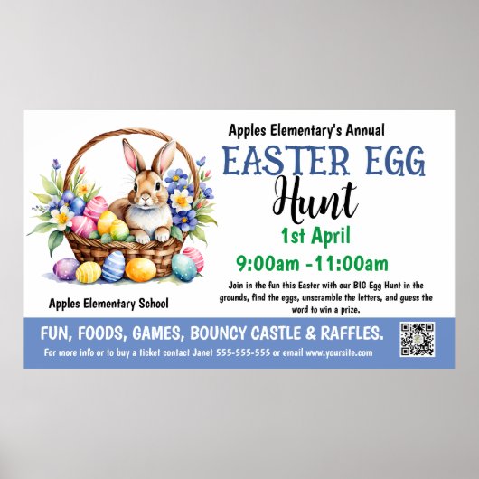 EASTER EGG HUNT PTO PTA Kirche Banner Poster (Vorne)