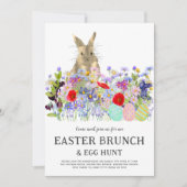 Easter Egg Hunt Spring Brunch Cute Bunny Floral Einladung (Vorderseite)