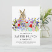 Easter Egg Hunt Spring Brunch Cute Bunny Floral Einladung (Stehend Vorderseite)