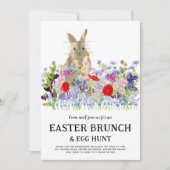 Easter Egg Hunt Spring Brunch Cute Bunny Floral Einladung (Vorderseite)