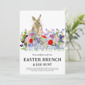Easter Egg Hunt Spring Brunch Cute Bunny Floral Einladung (Stehend Vorderseite)