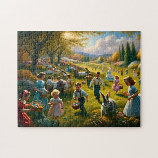 Easter Egg Hunt Springtime Picnic Family Fun Puzzle (Horizontal)