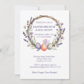 Easter Egg Hunt Watercolor Lavender Cute Bunny Einladung (Vorderseite)