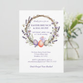 Easter Egg Hunt Watercolor Lavender Cute Bunny Einladung (Stehend Vorderseite)