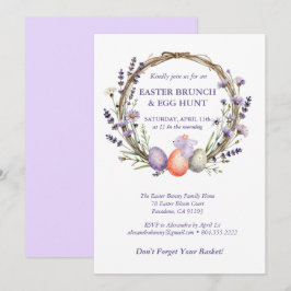 Easter Egg Hunt Watercolor Lavender Cute Bunny Einladung