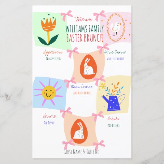 Easter Egg Hunt Wavy Checkerboard Brunch Menü (Vorderseite)