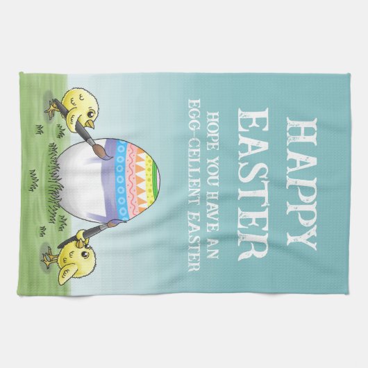 Easter egg is painted by the chickens geschirrtuch (Horizontal)