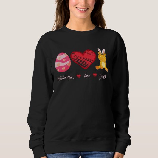 Easter Egg Love Giraffe Bunny Animal Pet  Day Sweatshirt (Vorderseite)