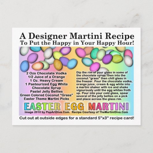Easter Egg Martini Rezept Karte Postkarte (Vorderseite)