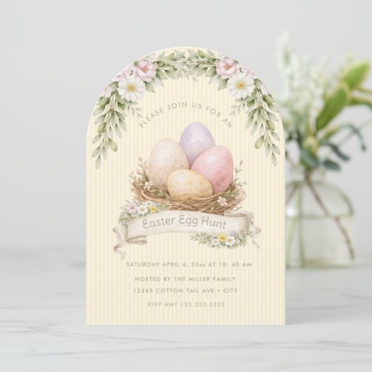 Easter Egg Nest | Easter Egg Hunt Einladung (Stehend Vorderseite)
