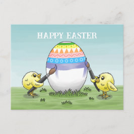 Easter egg painted by the chickens feiertagspostkarte