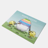Easter egg painted by the two chickens fußmatte (Schrägansicht)