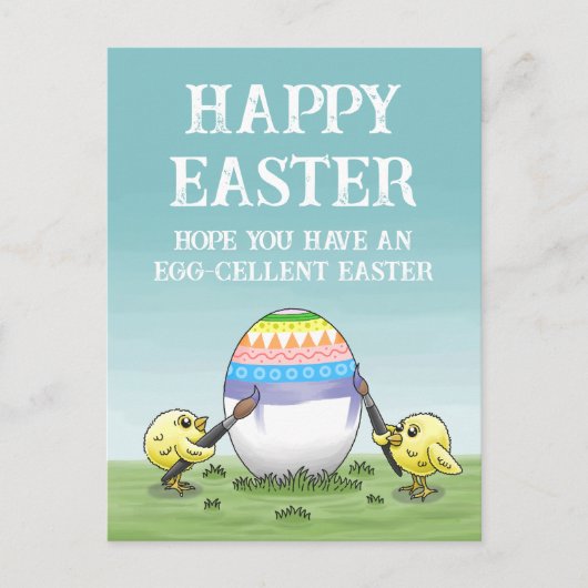 Easter egg painting chickens feiertagspostkarte (Vorderseite)